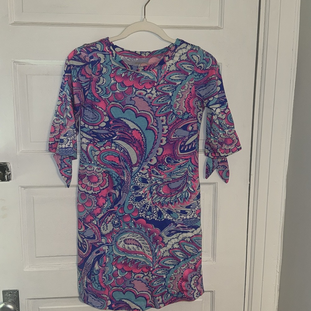 Lilly Pulitzer Preston Dress Pink Tropics Mermaids Call Pima Womens XXS